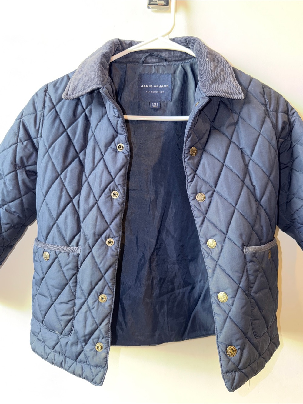 Janie and Jack Quilted Navy Blue Corduroy-Collar Jacket